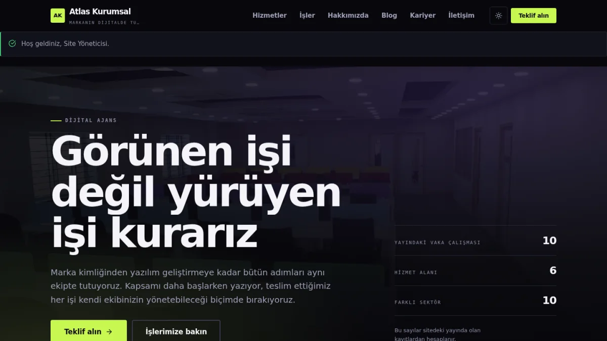 Atlas Kurumsal — Ajans ve Kurumsal Site ekran görüntüsü